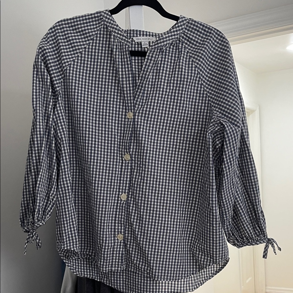Classic Checkered Button-Up Blouse - image 1